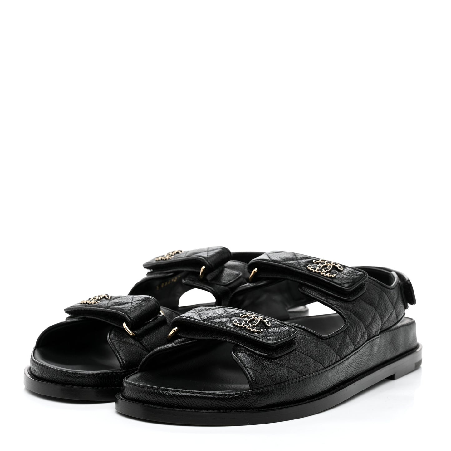 Grained Calfskin Velcro Dad Sandals 41.5 Black