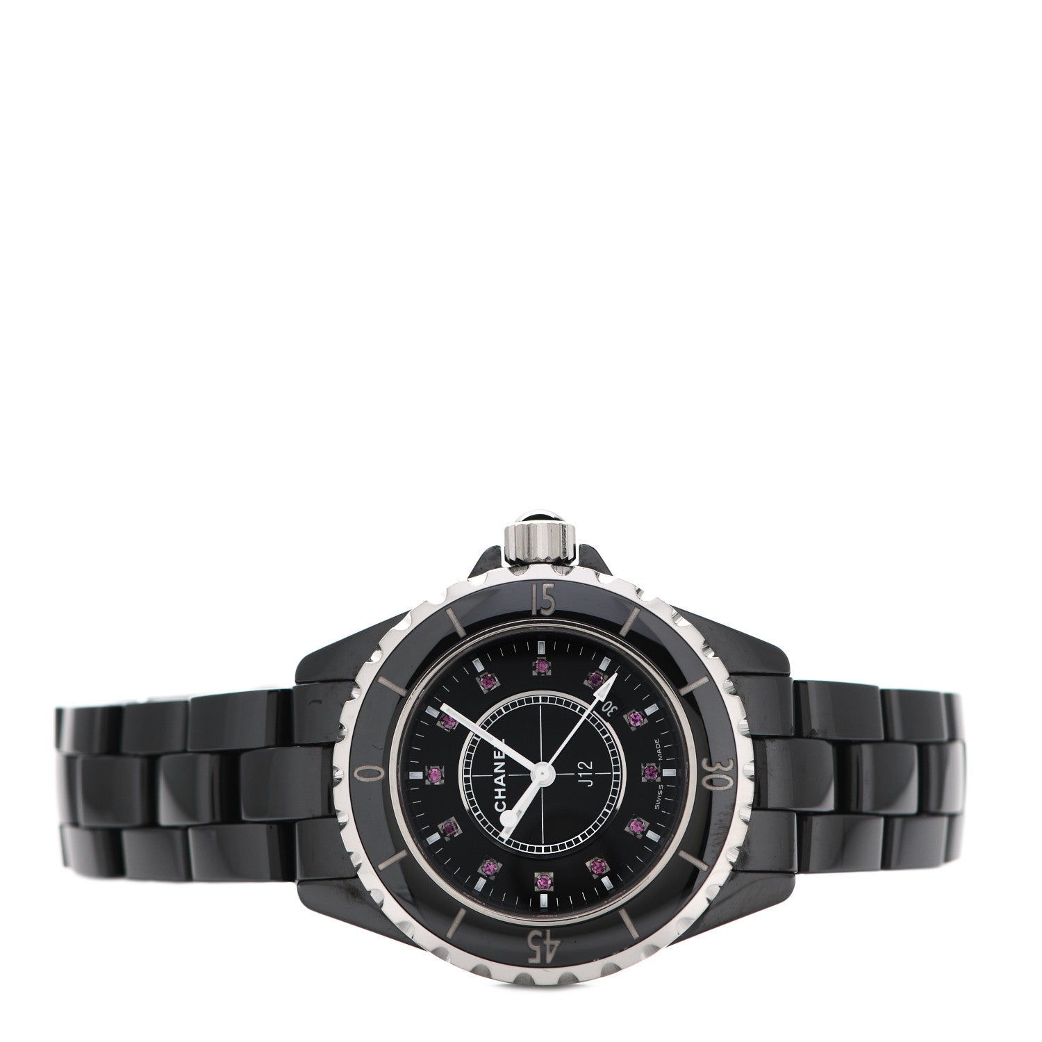 Chanel Stainless Steel Ceramic Ruby 33mm J12 Quartz Watch Black 2 of 4