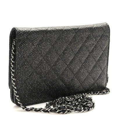Chanel Glitter Calfskin Quilted Wallet on Chain WOC Black 3 of 11