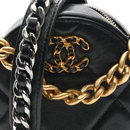 Chanel Lambskin Quilted Chanel 19 Round Clutch With Chain Black 8 of 10