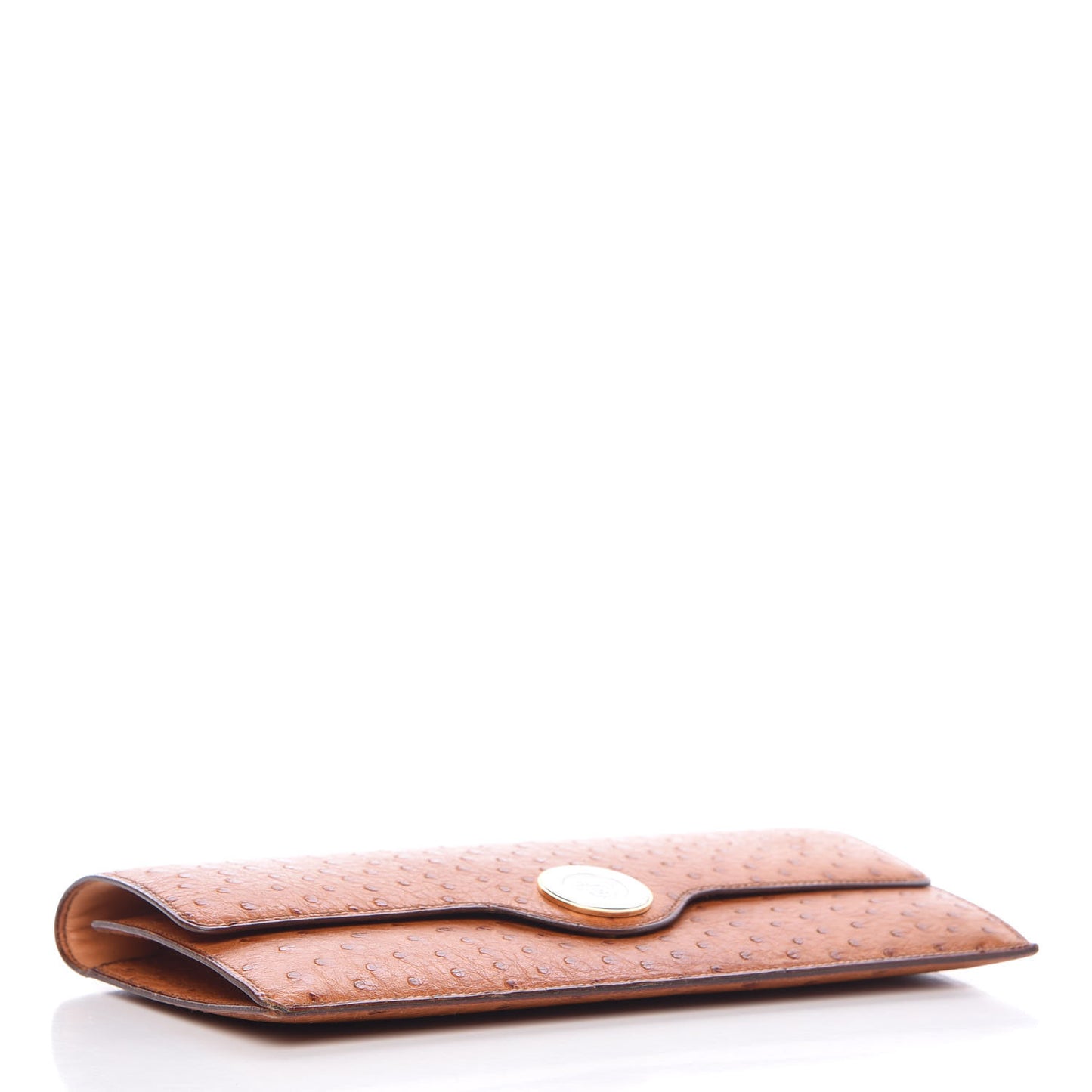 Ostrich Envelope Clutch Bag Cognac