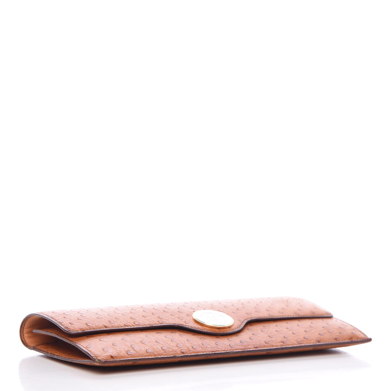 Hermes Ostrich Envelope Clutch Bag Cognac 4 of 10