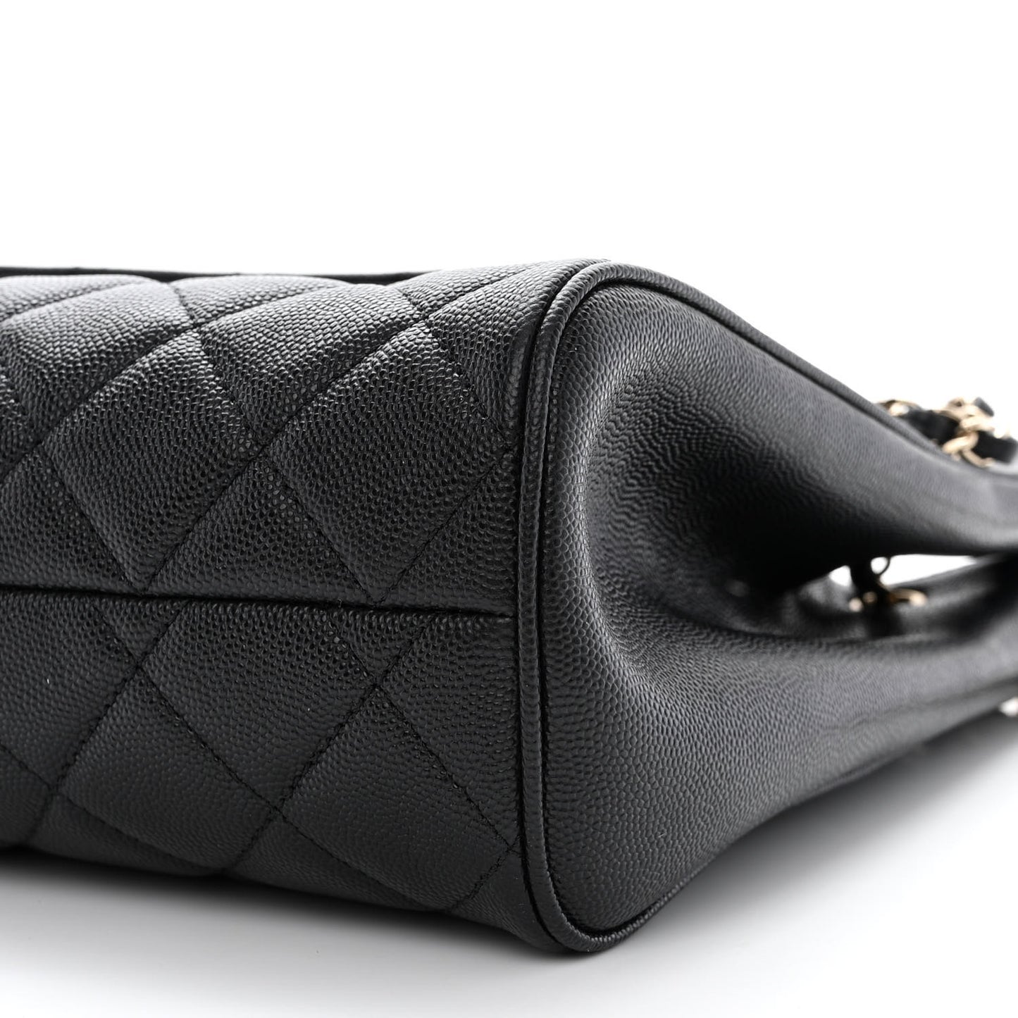 Caviar Quilted In Out Flap Shopping Tote Black