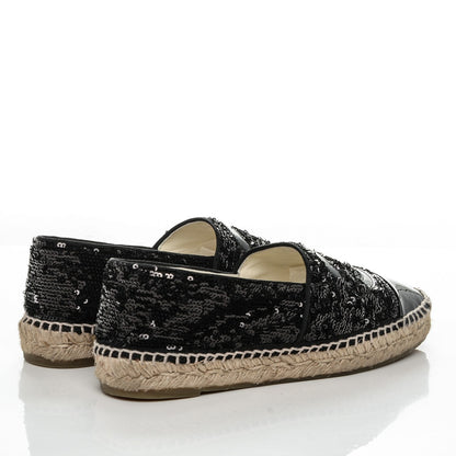Chanel Patent Sequin CC Espadrilles 39 Black 4 of 8