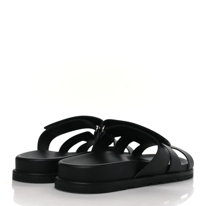 Hermes Calfskin Womens Chypre Sandals 38.5 Black 4 of 9