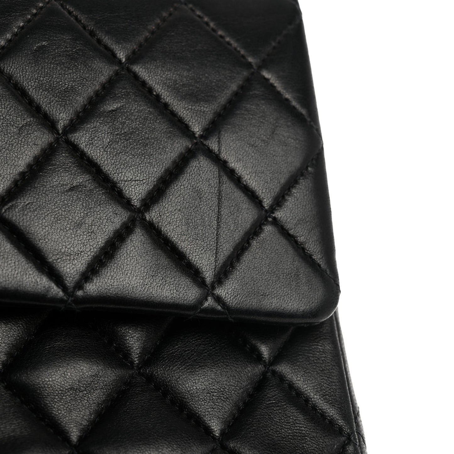 Lambskin Quilted Medium Double Flap Black