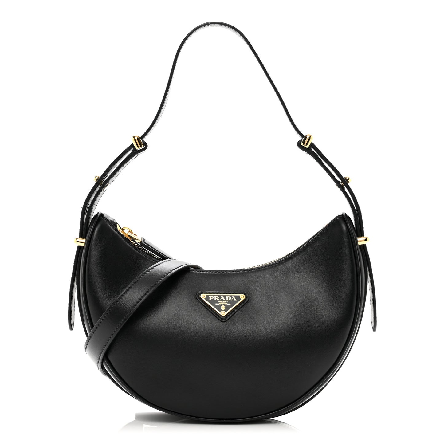 Soft Calfskin Arque Shoulder Bag Black