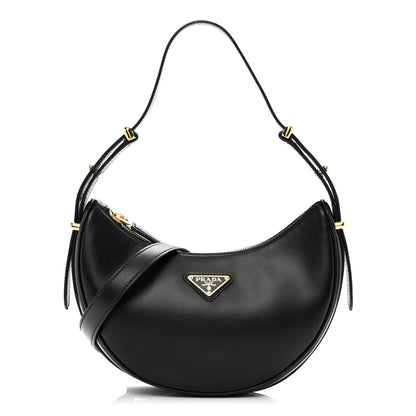 Prada Soft Calfskin Arque Shoulder Bag Black 1 of 9
