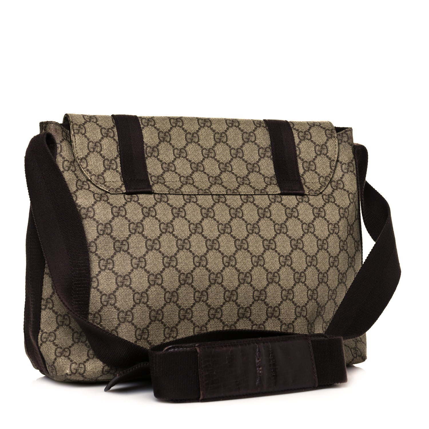 Gucci GG Plus Monogram Large Double Buckle Flap Messenger Bag Beige Dark Brown 2 of 14