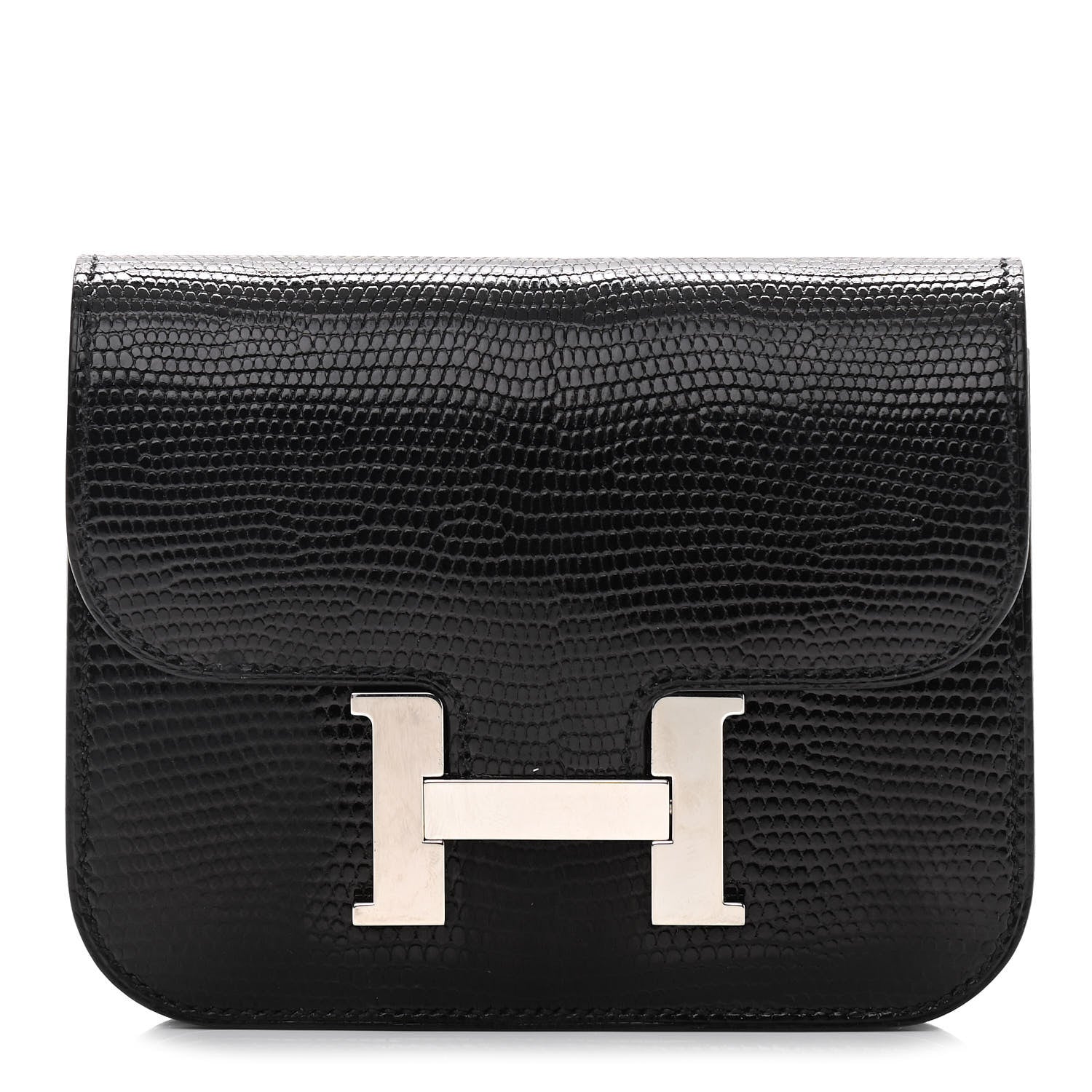 Hermes Lizard Constance Slim Wallet Black 1 of 11