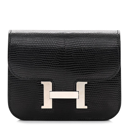 Hermes Lizard Constance Slim Wallet Black 1 of 11