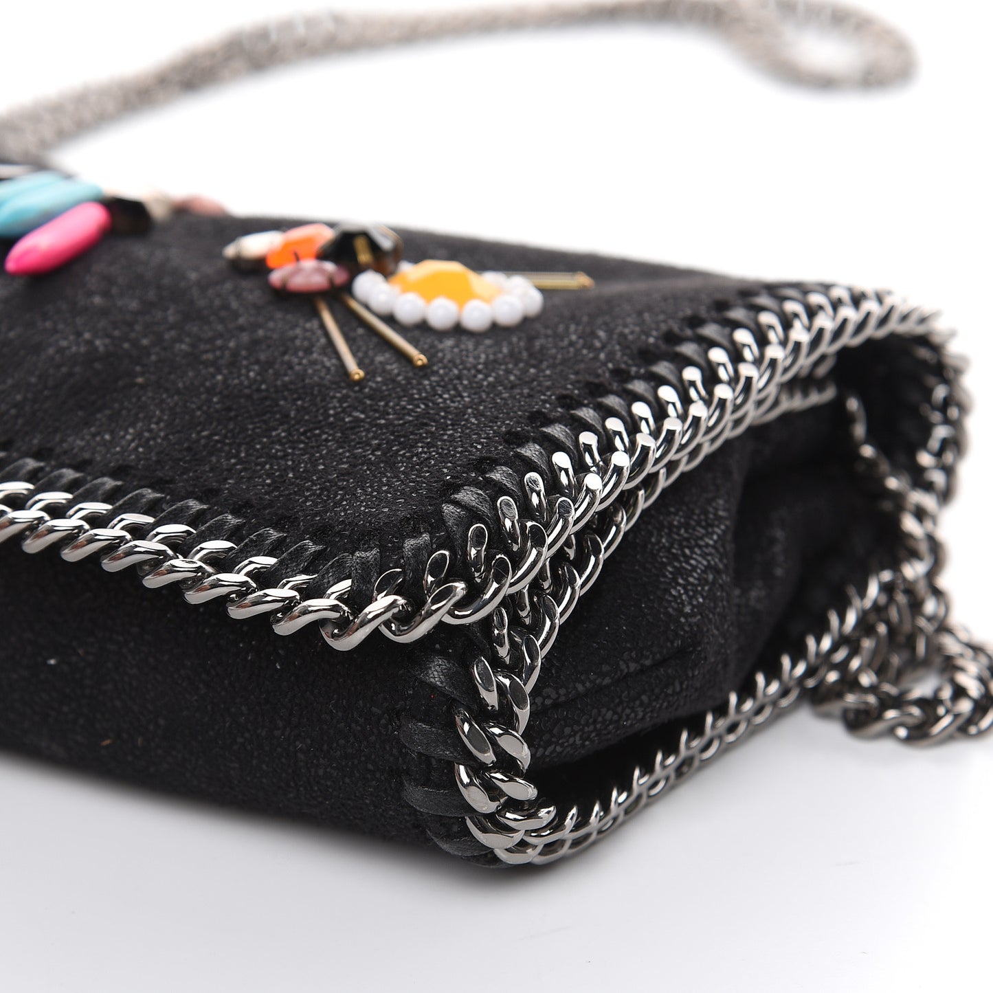 Shaggy Deer Falabella Crystal Embellished Crossbody Bag Black