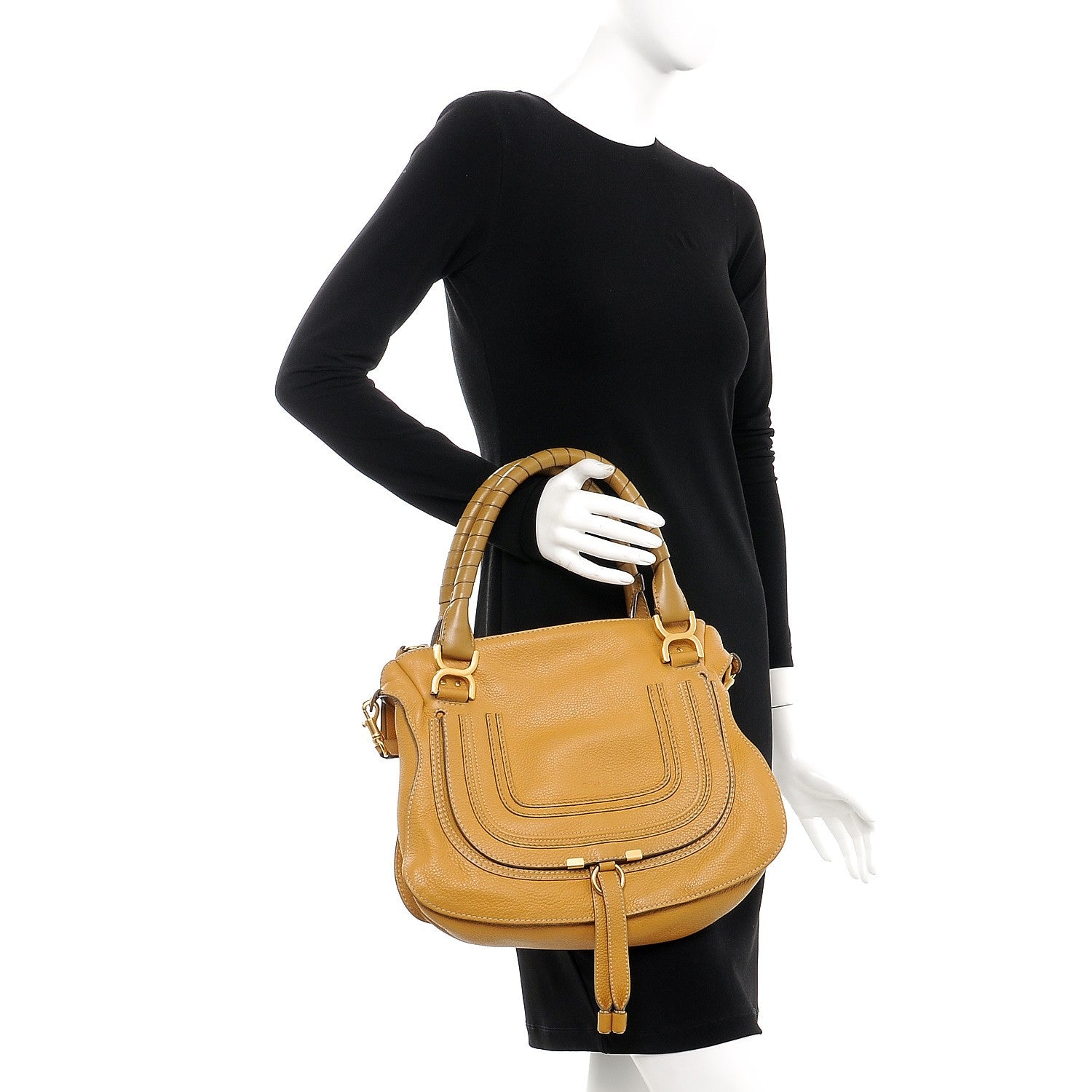 Chloe Calfskin Medium Marcie Satchel Sand Shell 3 of 14