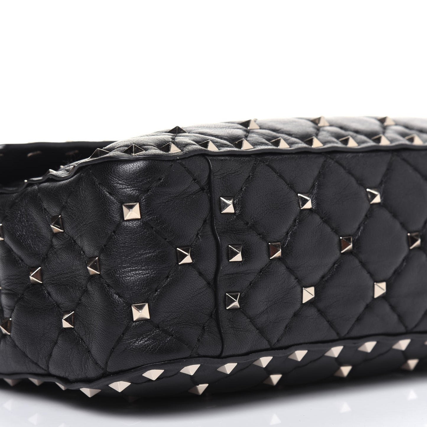 Lambskin Medium Rockstud Spike Shoulder Bag Black