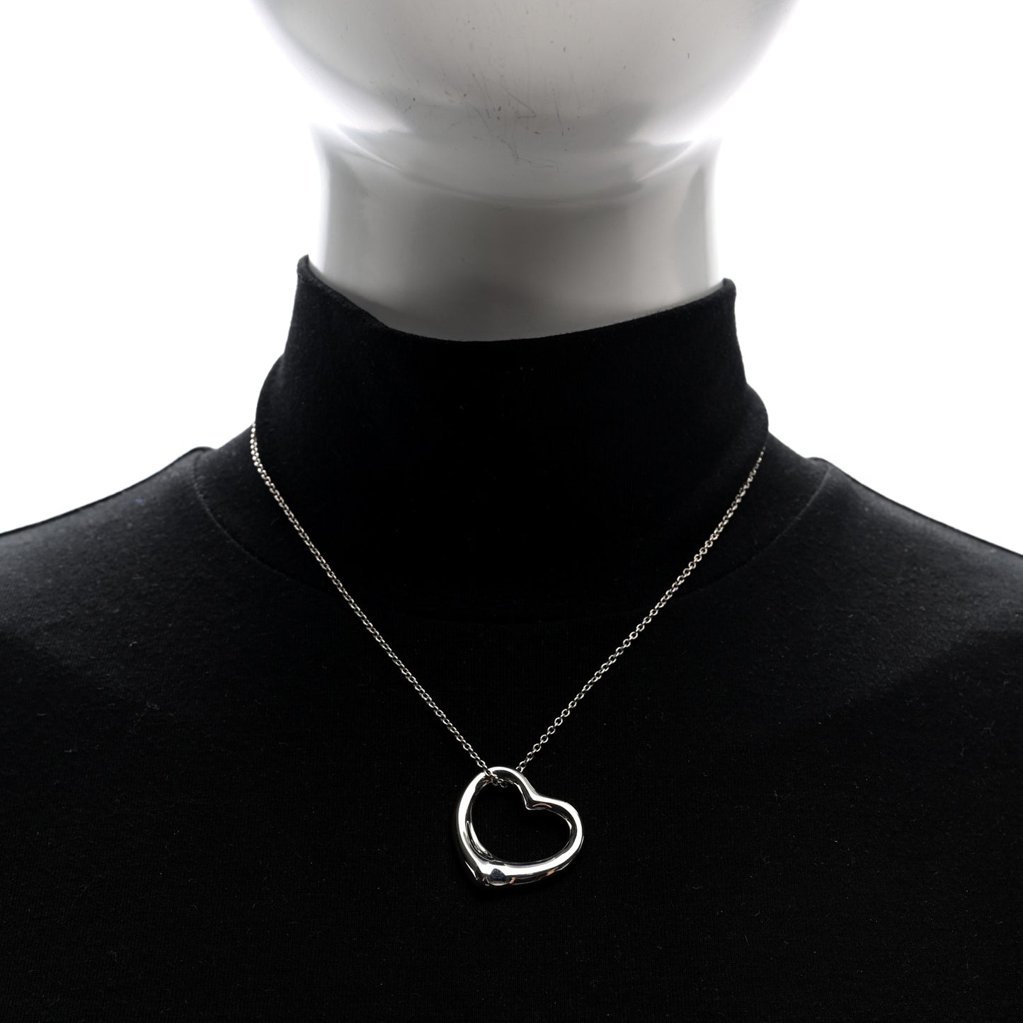 Sterling Silver 27mm Elsa Peretti Open Heart Pendant Necklace