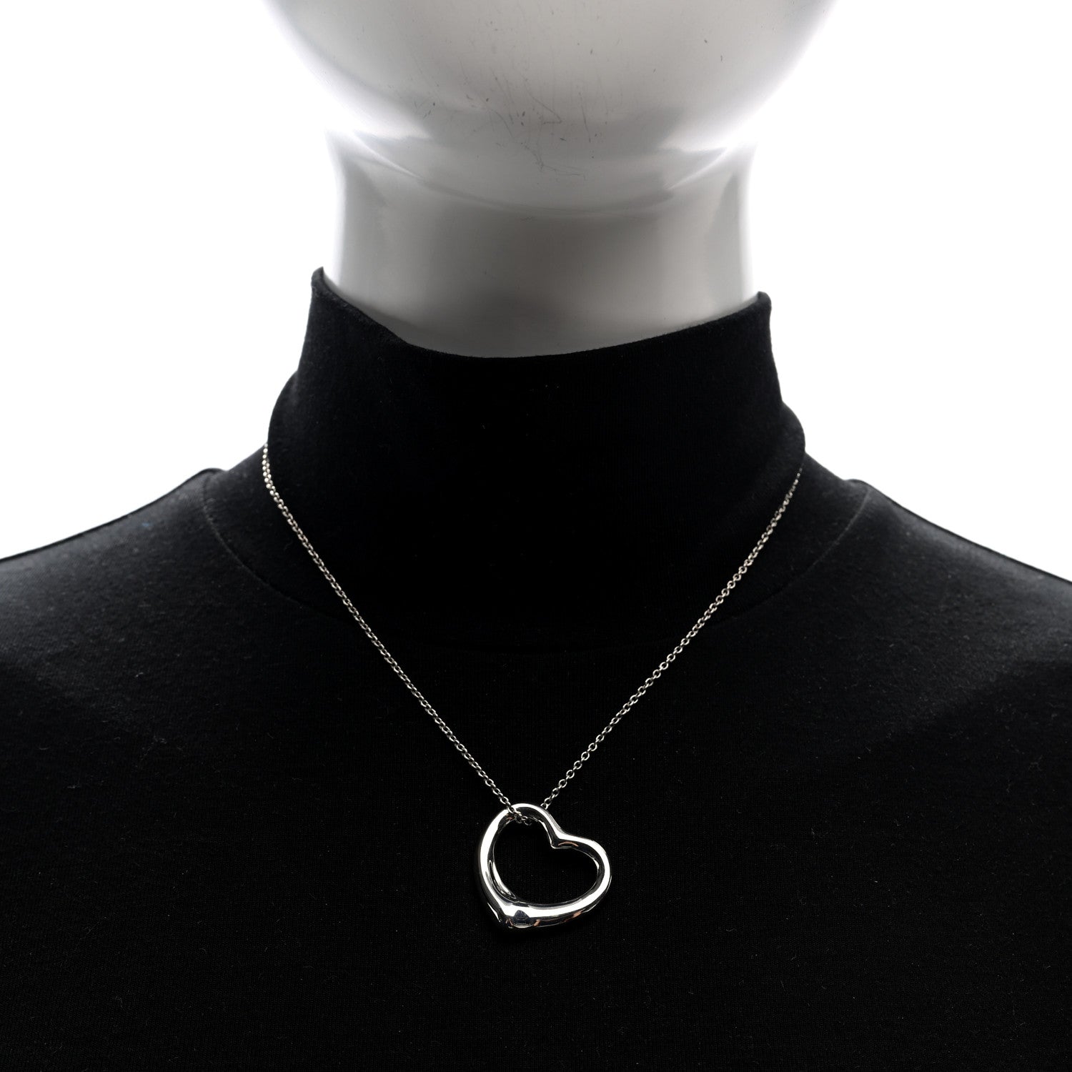 Tiffany Sterling Silver 27mm Elsa Peretti Open Heart Pendant Necklace 2 of 6