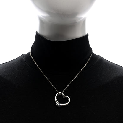 Tiffany Sterling Silver 27mm Elsa Peretti Open Heart Pendant Necklace 2 of 6