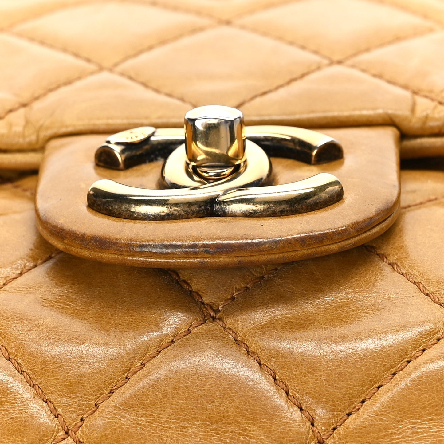 Glazed Calfskin Castle Rock Medium Flap Yellow