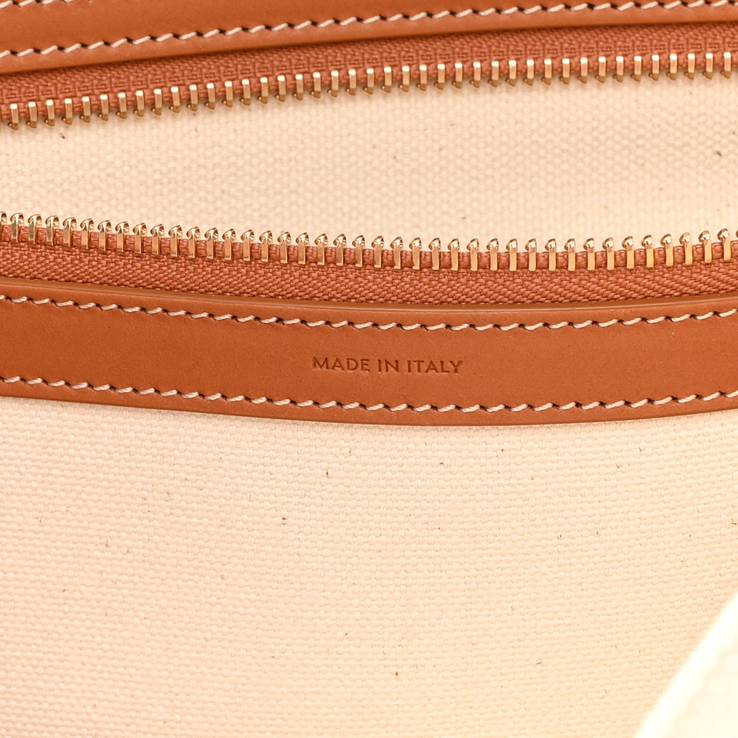 Canvas Calfskin Horizontal Cabas Natural Tan