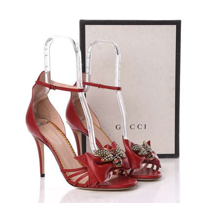 Gucci Nappa Crystal Queen Margaret High Heel Sandals 40 Hibiscus Red 9 of 9