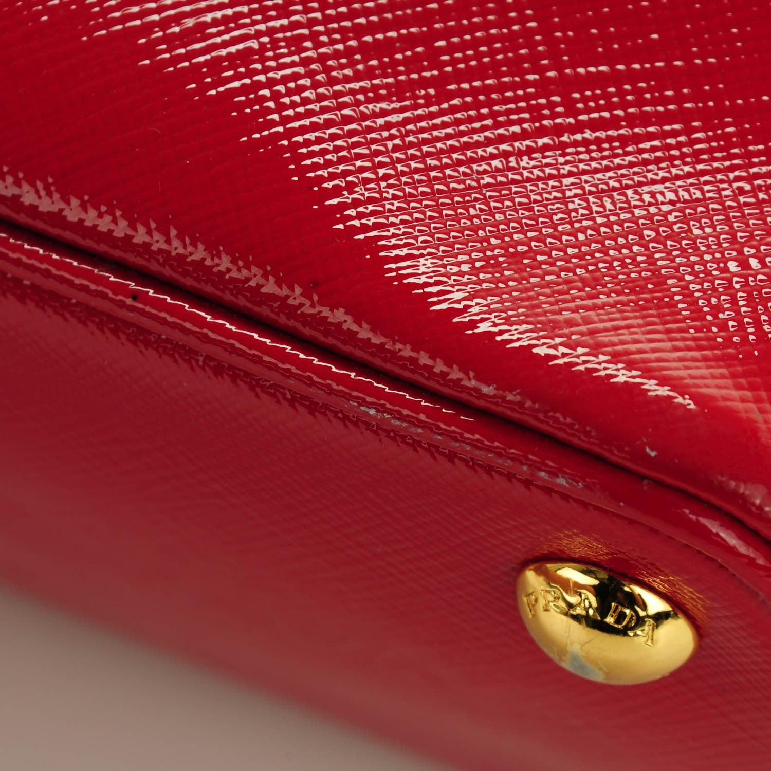 Prada Saffiano Vernice Mini Promenade Tote Rosso 7 of 12