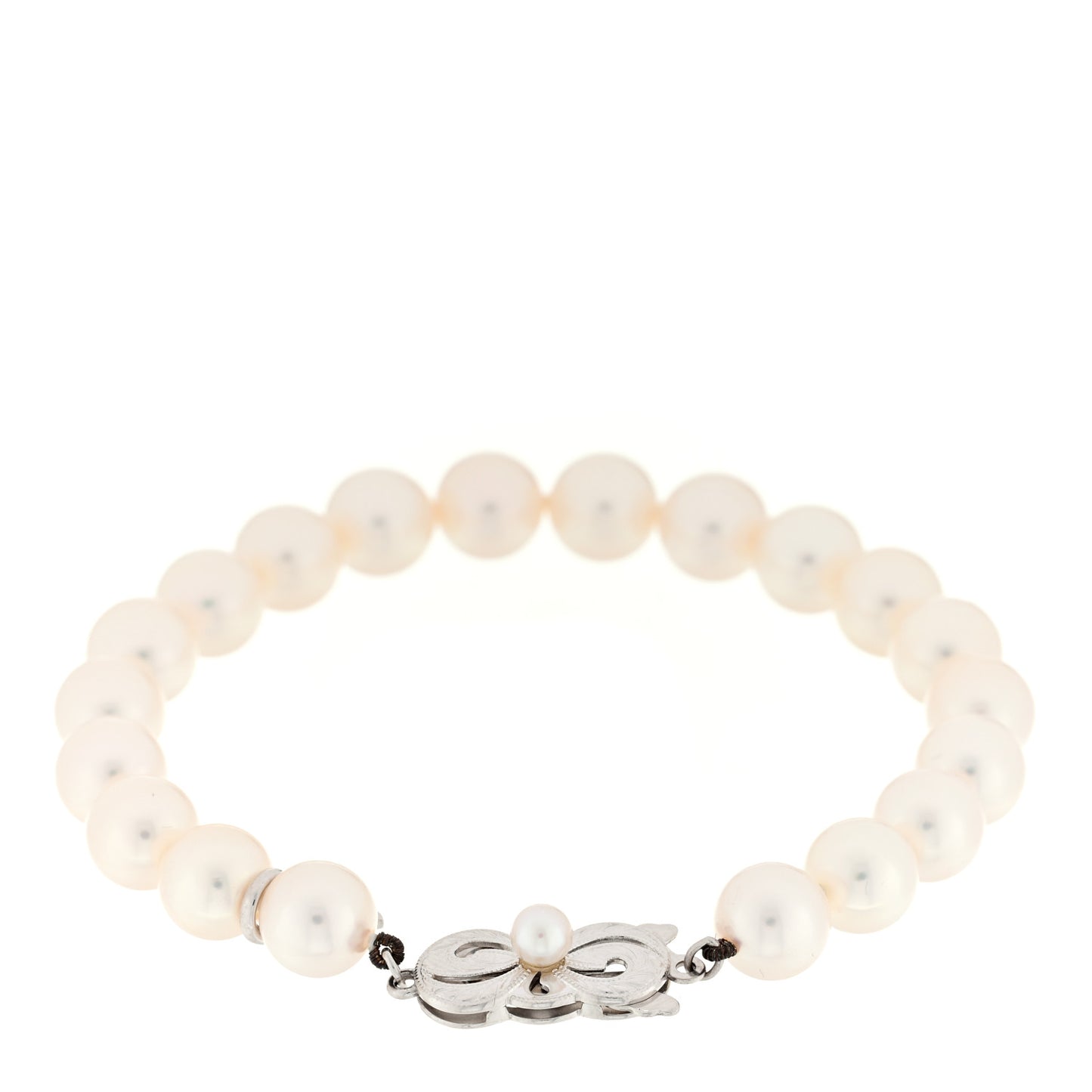18K White Gold Akoya Pearl 7.5-8mm Strand Bracelet