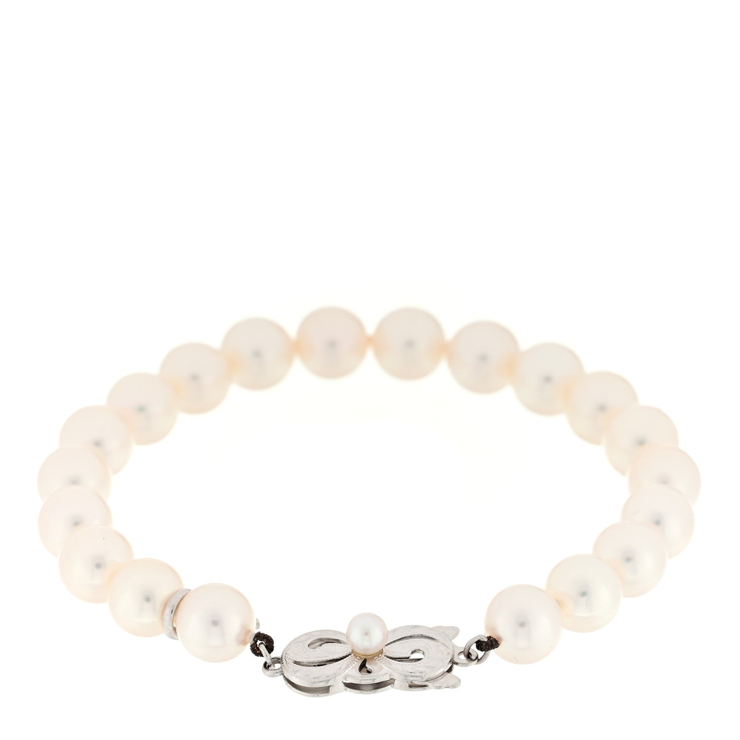 Mikimoto 18K White Gold Akoya Pearl 7.5-8mm Strand Bracelet 2 of 3