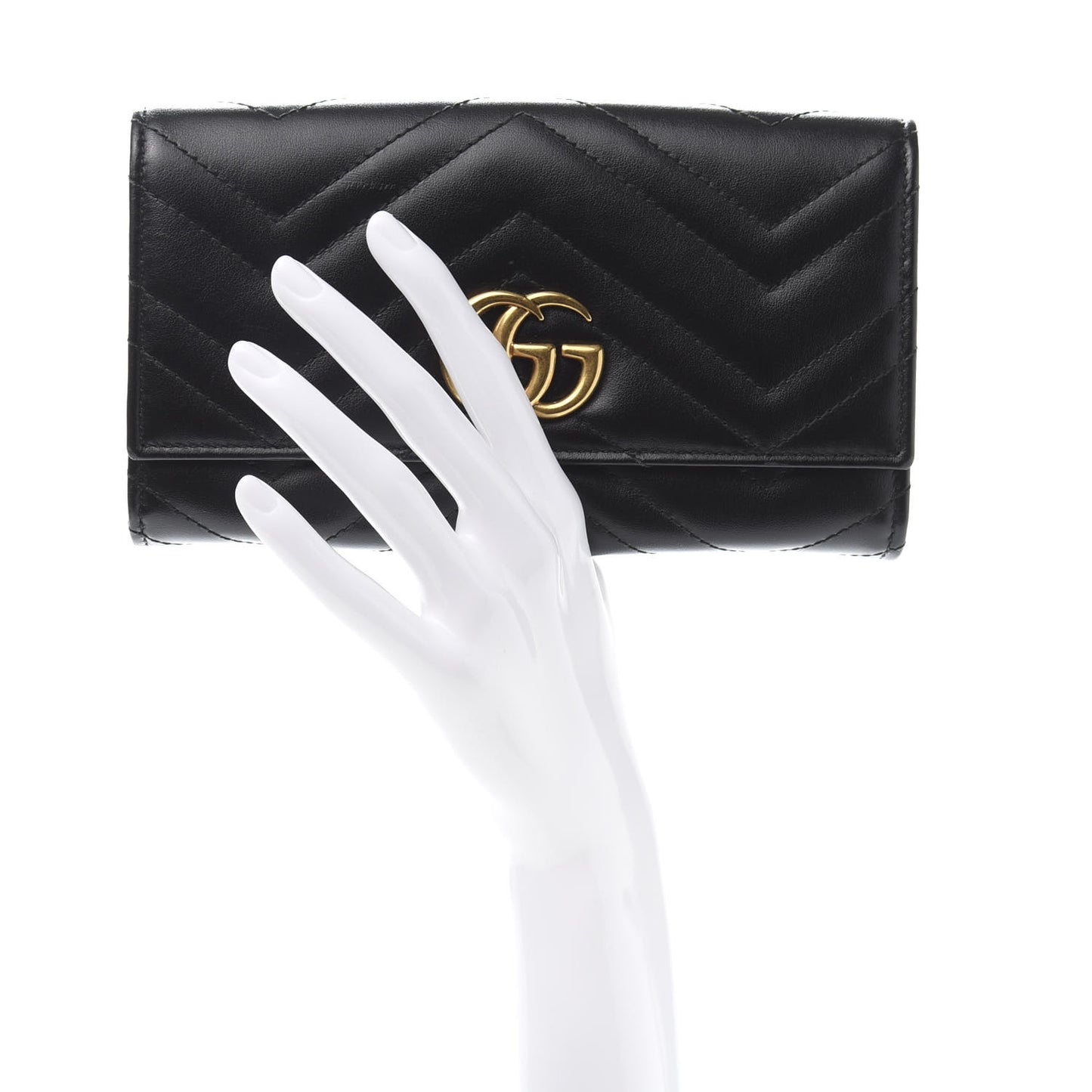 Calfskin Matelasse GG Marmont Continental Wallet Black