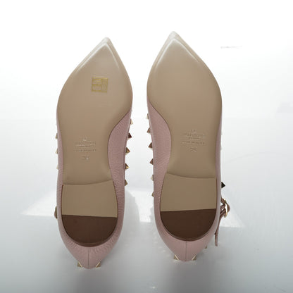 Valentino Garavani Pebbled Calfskin Rockstud Cage Ballerina Flats 39 Poudre 12 of 14