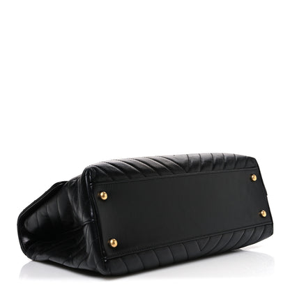 Chanel Aged Calfskin Chevron Quilted Medium Coco Handle Flap Black 4 of 10