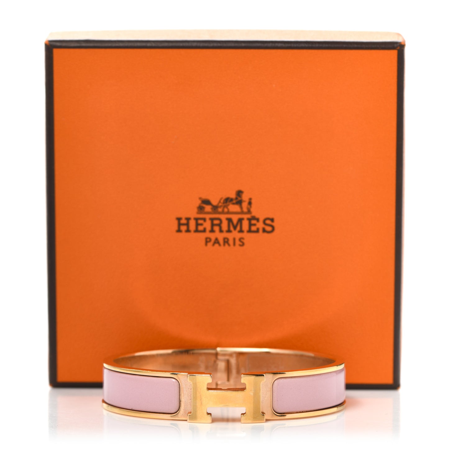 Enamel Narrow Clic Clac H Bracelet PM Rose Nacarat