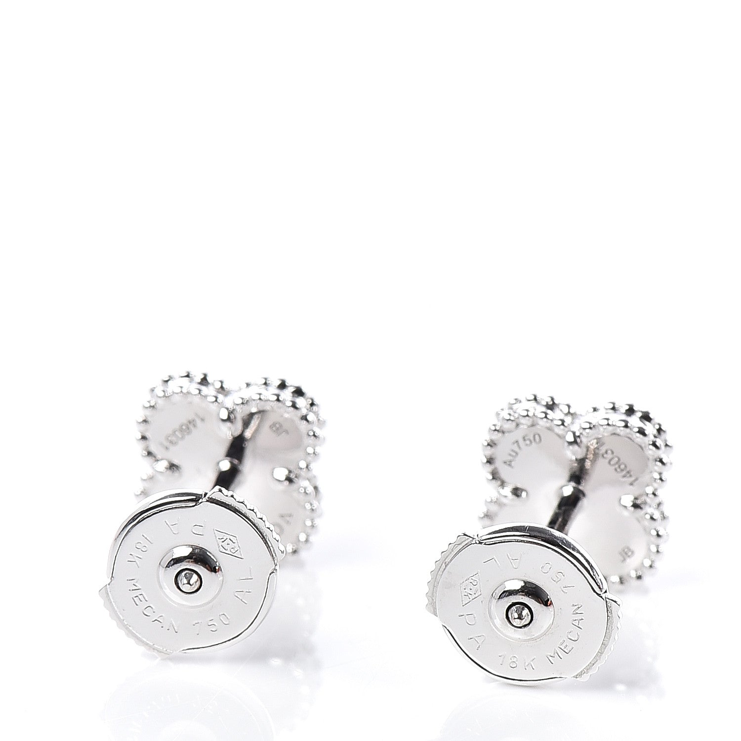 Van Cleef & Arpels 18K White Gold Mother of Pearl Sweet Alhambra Earrings 3 of 4