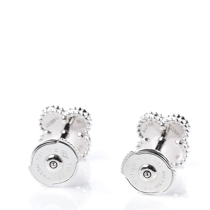 Van Cleef & Arpels 18K White Gold Mother of Pearl Sweet Alhambra Earrings 3 of 4