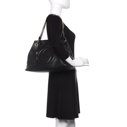 Gucci Pebbled Calfskin Medium Soho Chain Shoulder Bag Black 2 of 12