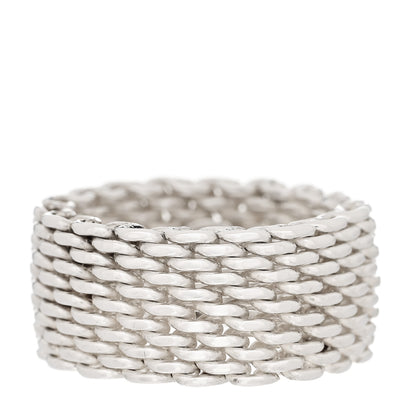 Tiffany Sterling Silver Somerset Mesh Ring 51 5.75 1 of 4