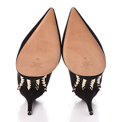 Valentino Garavani Suede Rockstud Jaw Stud 100mm Pumps 38 Black 8 of 8