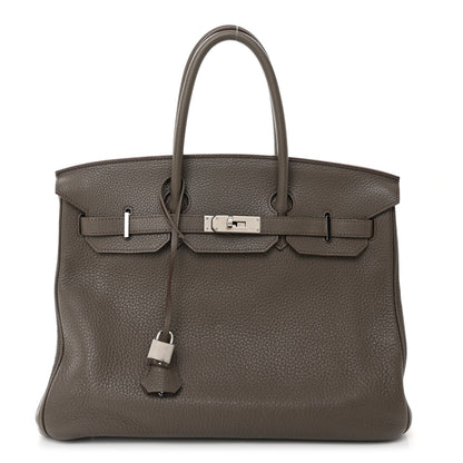 Hermes Taurillon Clemence Birkin 35 Etain 1 of 12