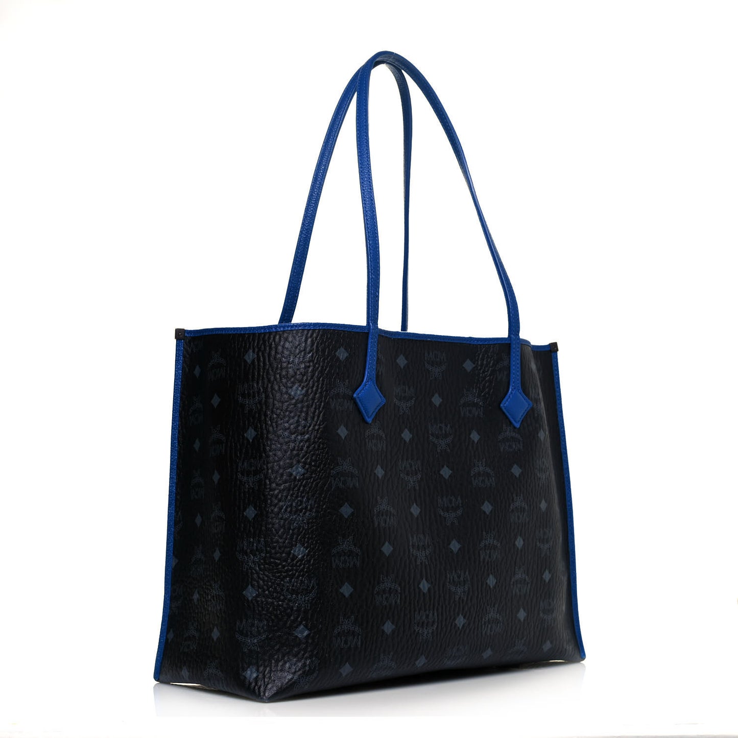 Metallic Visetos Medium Kira Shopper Tote Black Blue