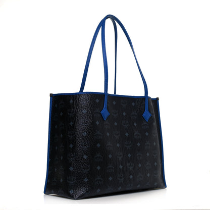MCM Metallic Visetos Medium Kira Shopper Tote Black Blue 3 of 14