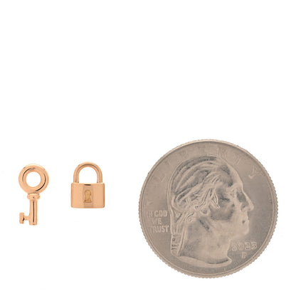 Tiffany 18K Rose Gold Mini Key and Lock Earrings 2 of 5