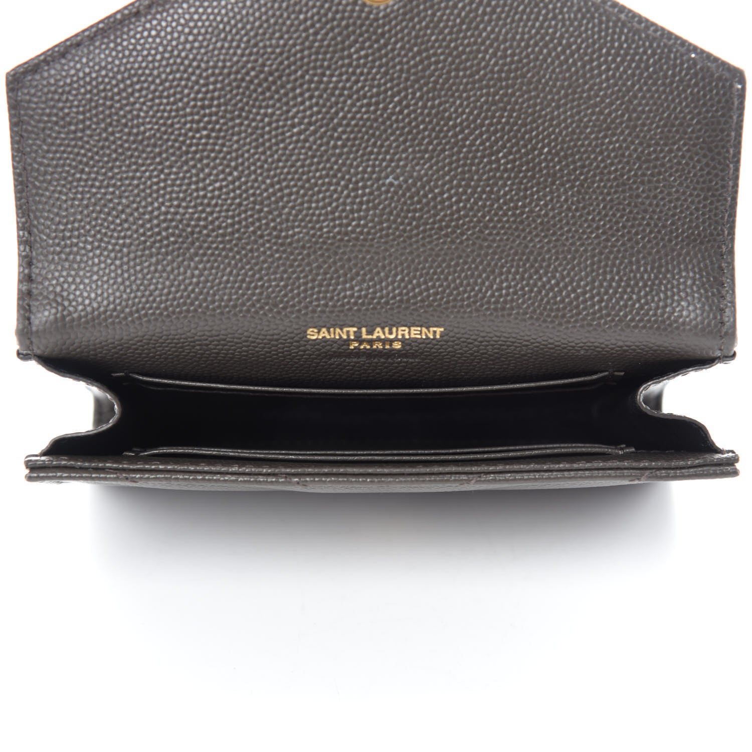 Saint Laurent Grain De Poudre Matelasse Chevron Small Monogram Envelope Wallet Pebble 5 of 8