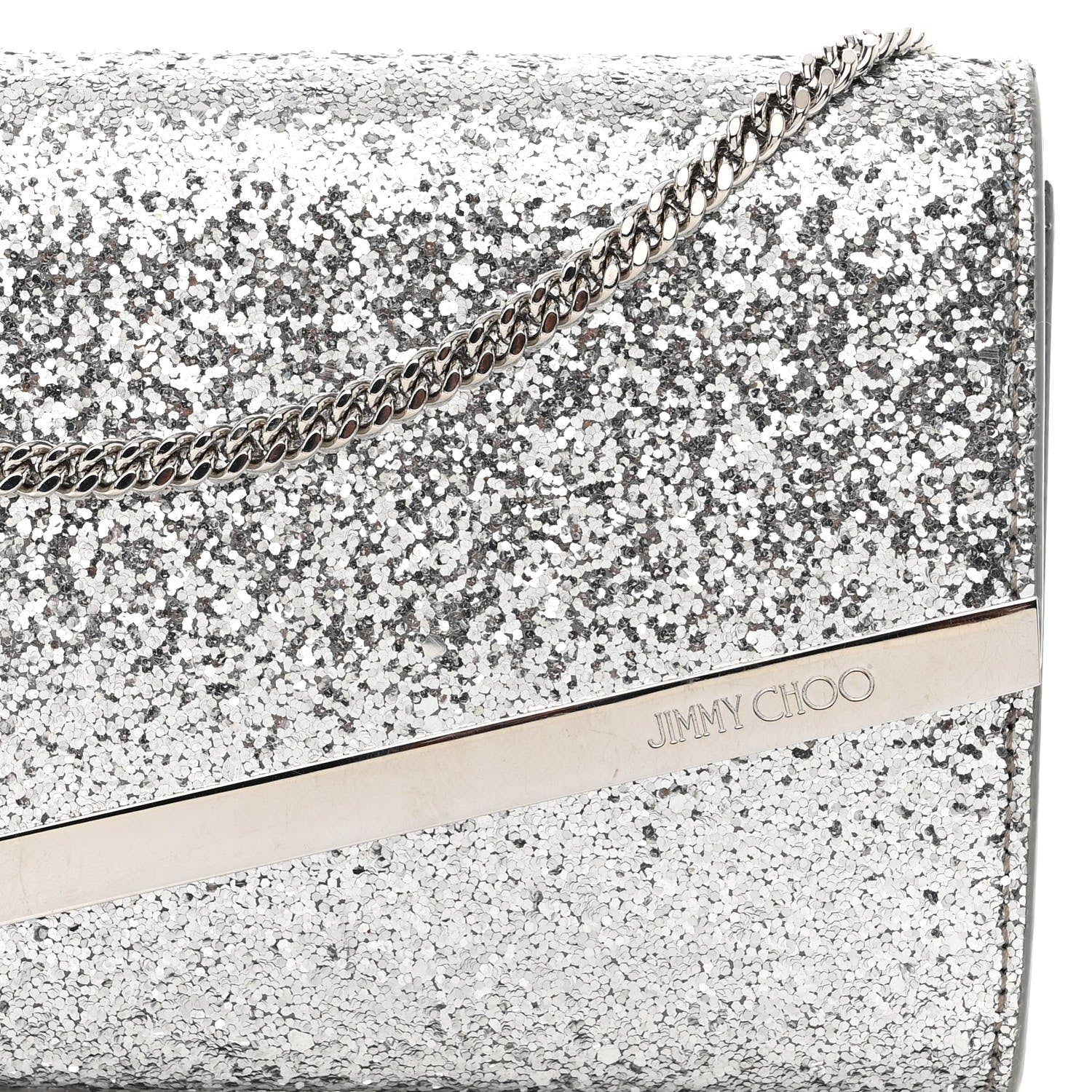 Jimmy Choo Glitter Emmie Clutch Silver 7 of 14
