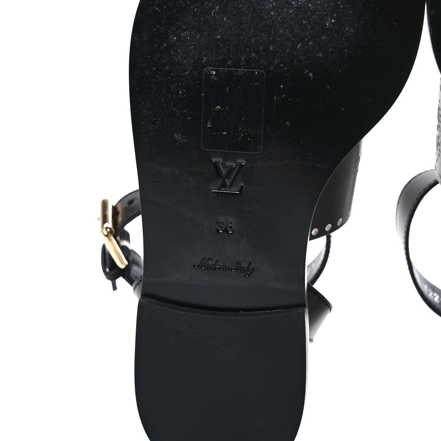 Louis Vuitton Soft Calfskin Perforated Horizon Flat Sandals 36 Black 6 of 8