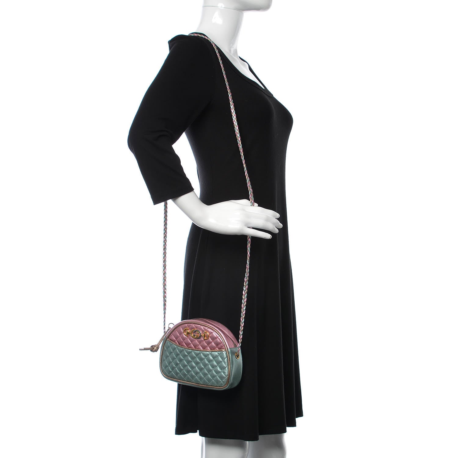 Gucci Laminated Nappa Trapuntata Mini Zumi Dome Shoulder Bag Rosa Lago Rame 2 of 8