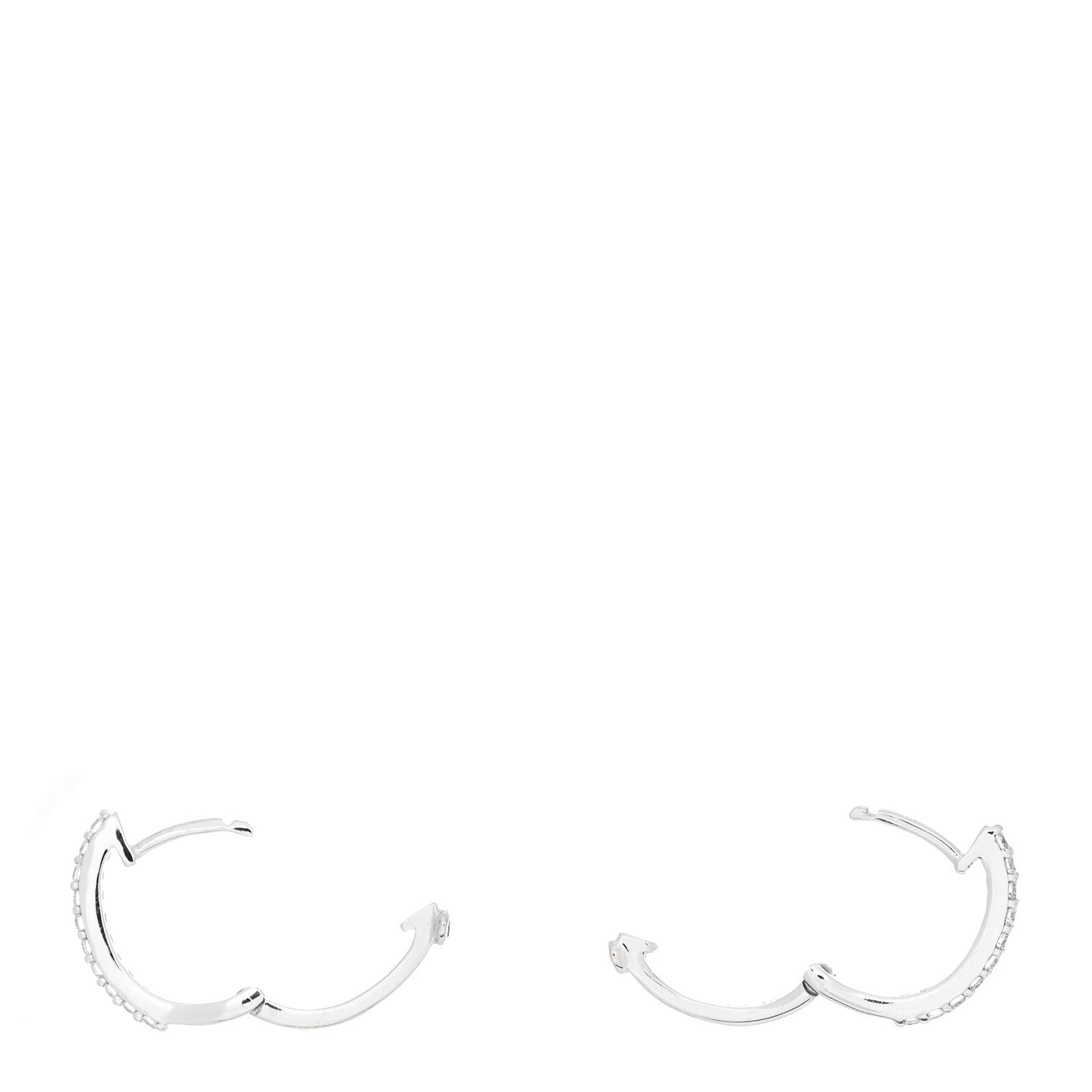Roberto Coin 18K White Gold Diamond Small Horseshoe Hoop Earrings 3 of 4