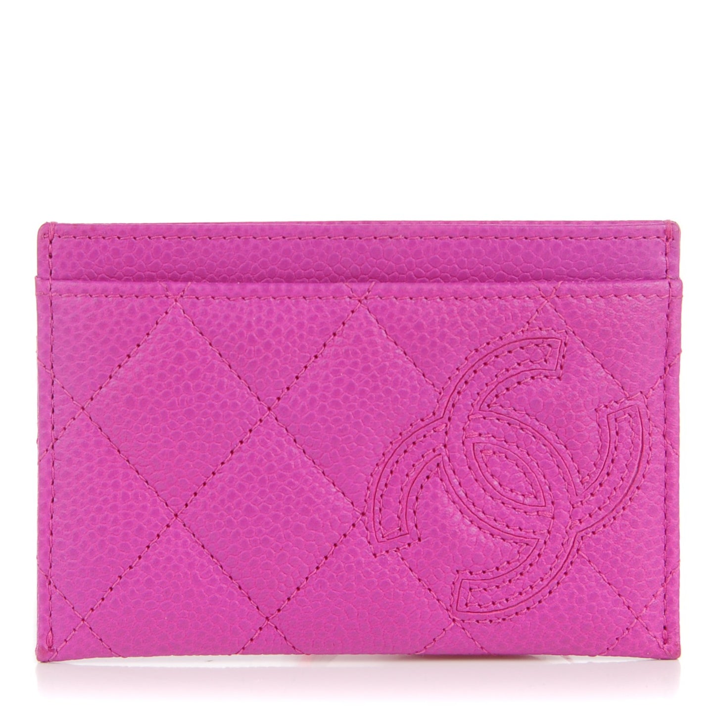 Iridescent Caviar Quilted Simply CC Card Holder Pink