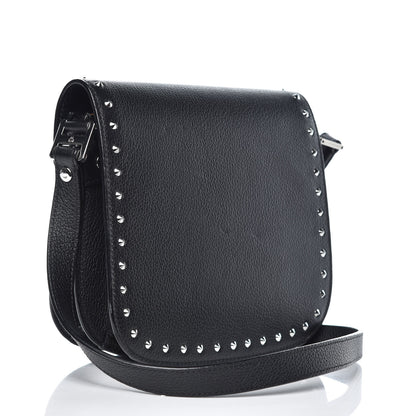MCM Calfskin Studded Outline Patricia Shoulder Bag Black 3 of 9