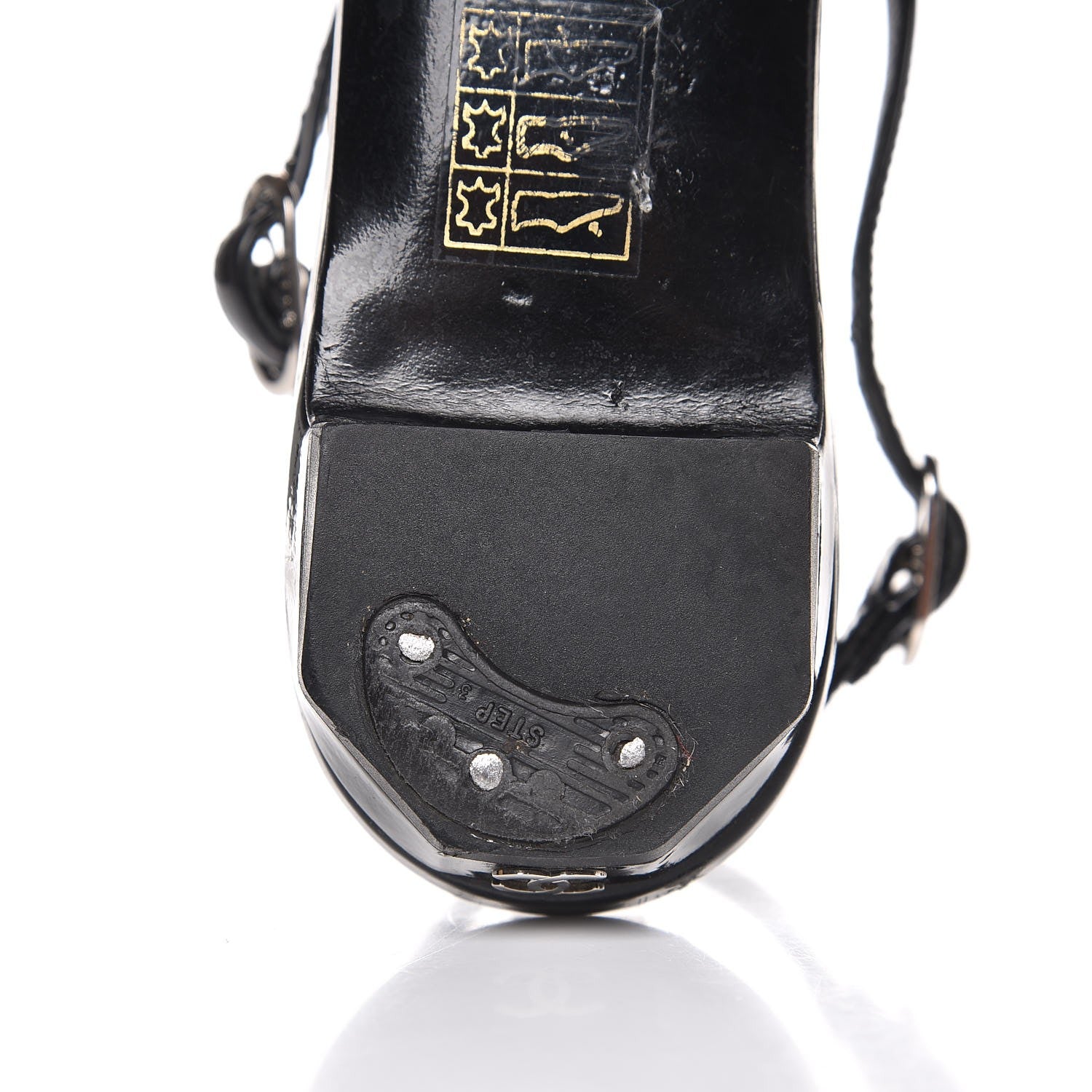 Chanel Patent Crystal Embellished Sandals 38.5 Black 10 of 14