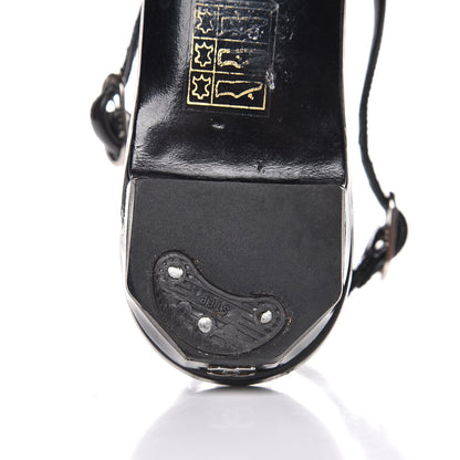 Chanel Patent Crystal Embellished Sandals 38.5 Black 10 of 14