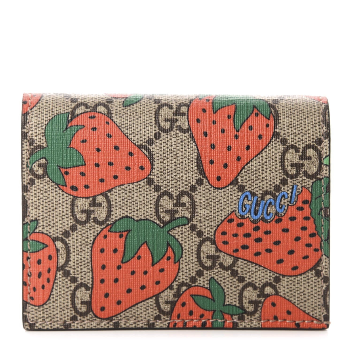 Gucci GG Supreme Monogram Strawberry Card Case 1 of 8